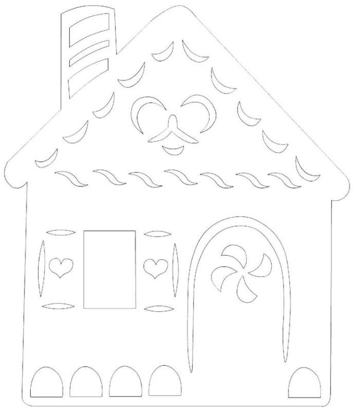 Трафарет новогодний домик для вырезания