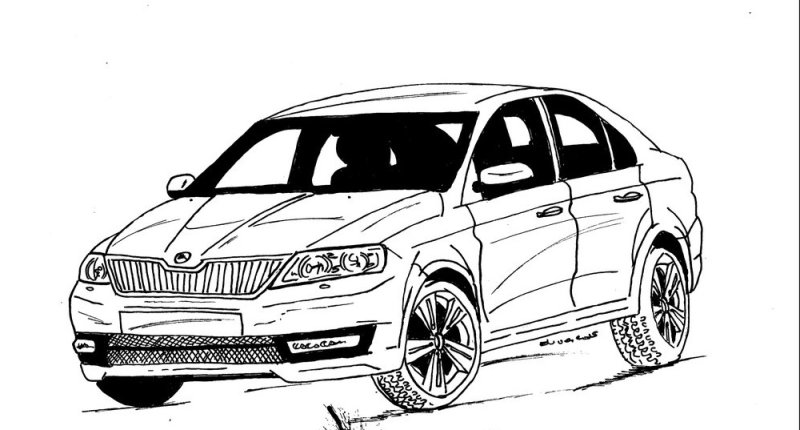 Раскраски машины Шкода Рапид