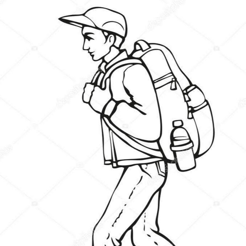 Турист с рюкзаком рисунок