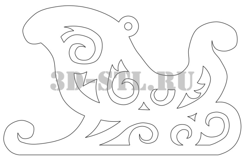 Сани Деда Мороза трафарет