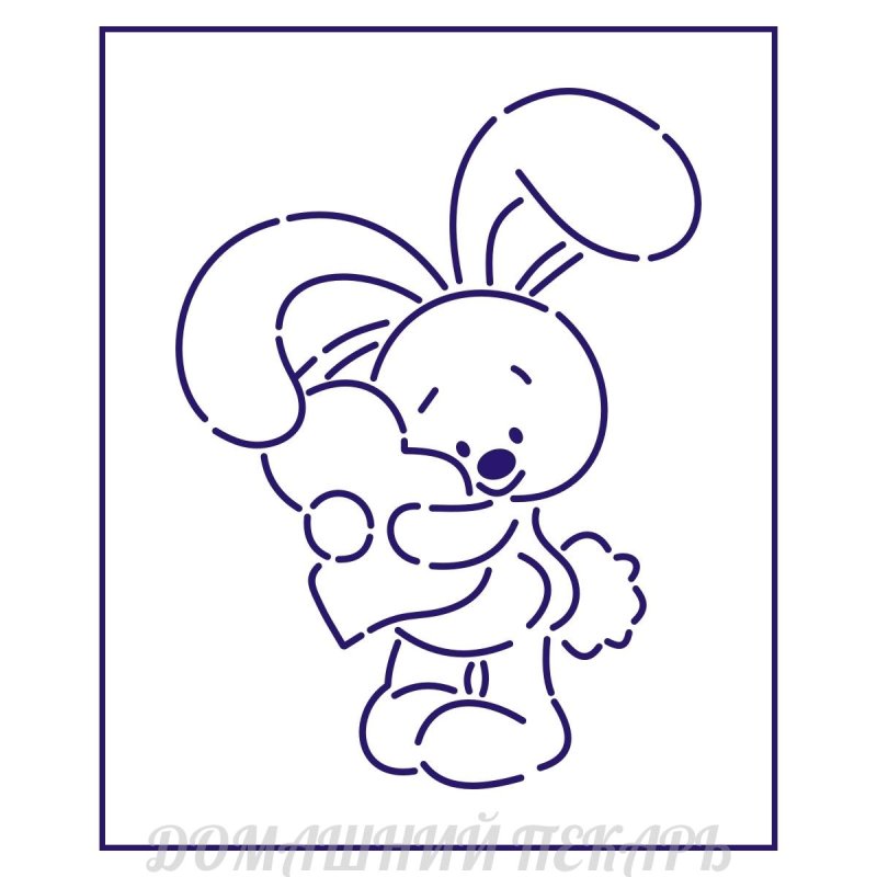 Зайка с сердцем раскраска