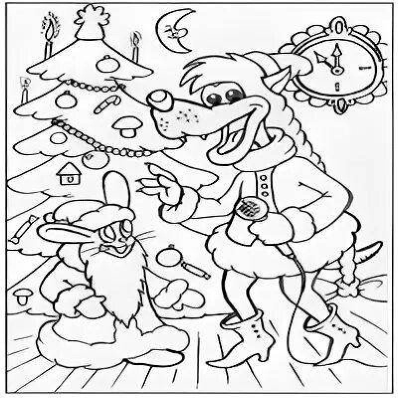 Ну погоди новый год раскраска