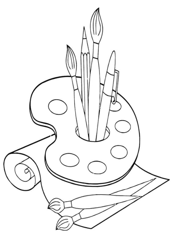 Раскраска палитра с красками