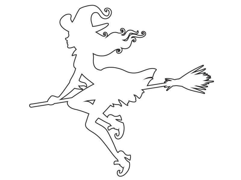 Трафарет ведьма на метле на торт