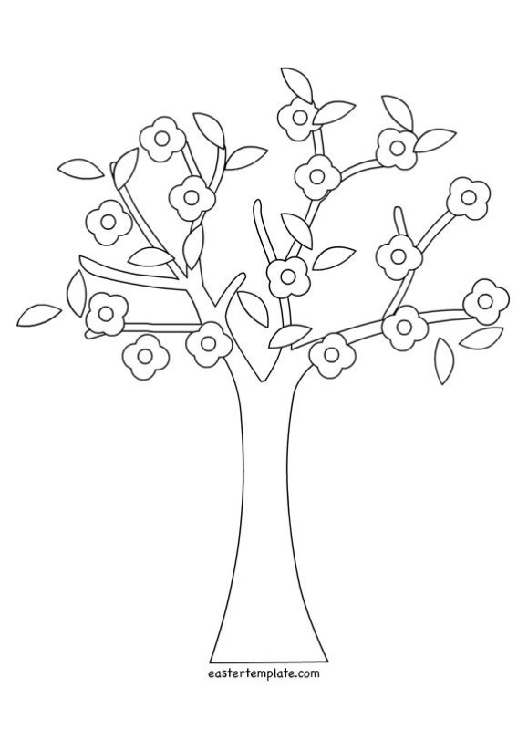 Дерево Весеннее раскраска для малышей