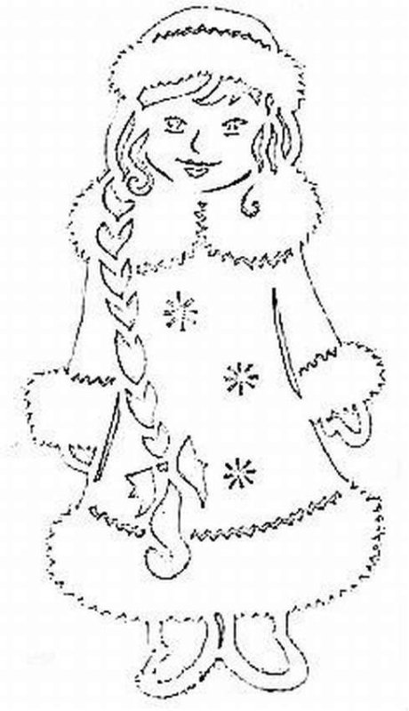 Трафарет Снегурочки на новый год