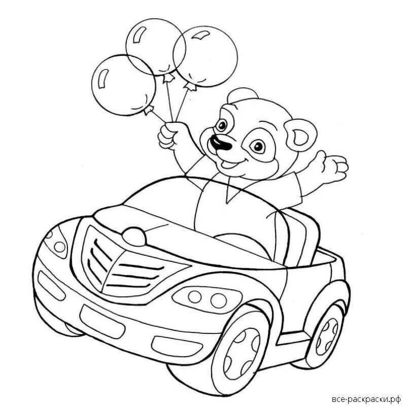 Мишка с шариками с днем рождения раскраска