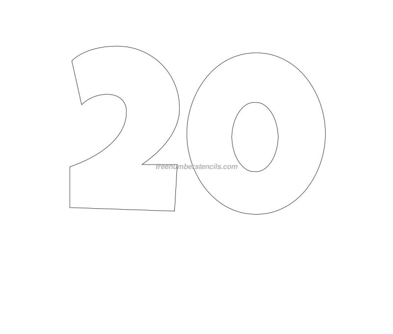 Цифра 20 трафарет