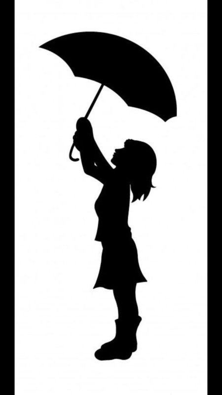 Силуэт девочки с зонтиком