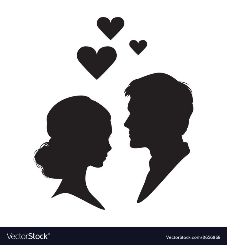 Силуэт лица мужчины и женщины