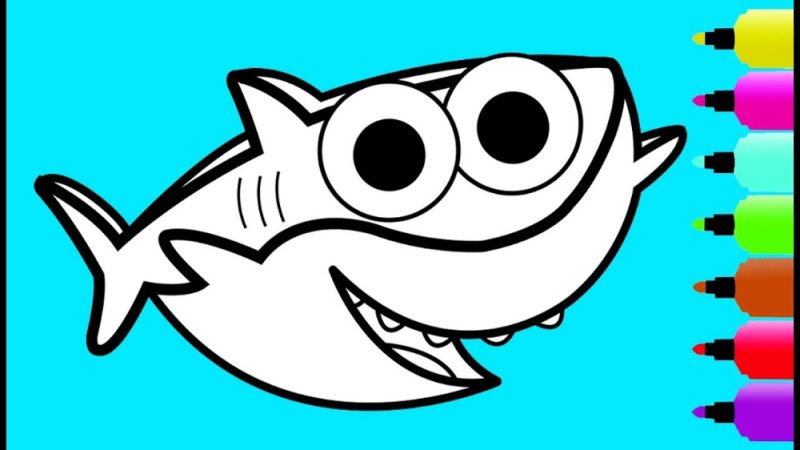 Акуленок раскраска для малышей