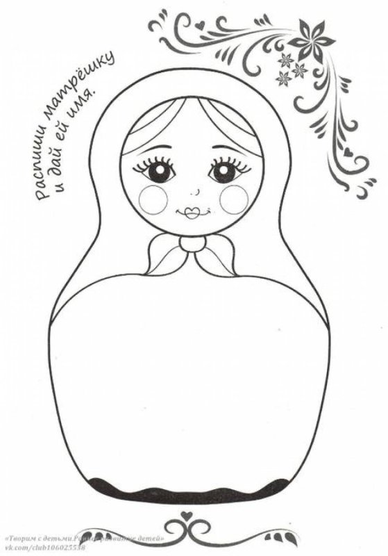 Трафарет Матрешка для детей