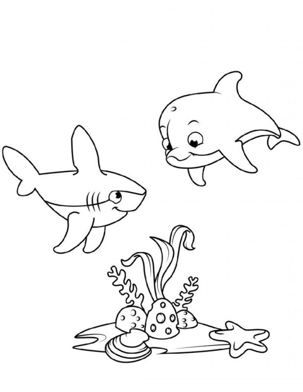 Раскраска "дельфины"