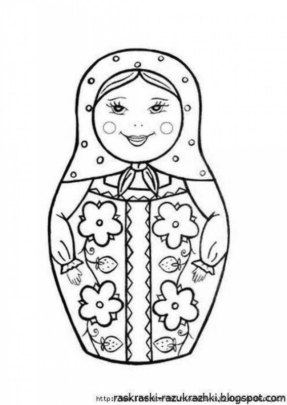 Матрешка раскраска для детей