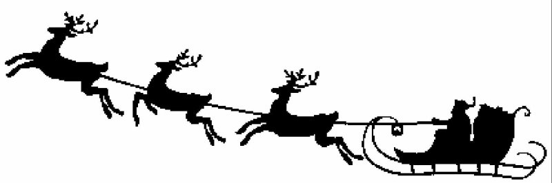 Дед Мороз на санях трафарет на окно