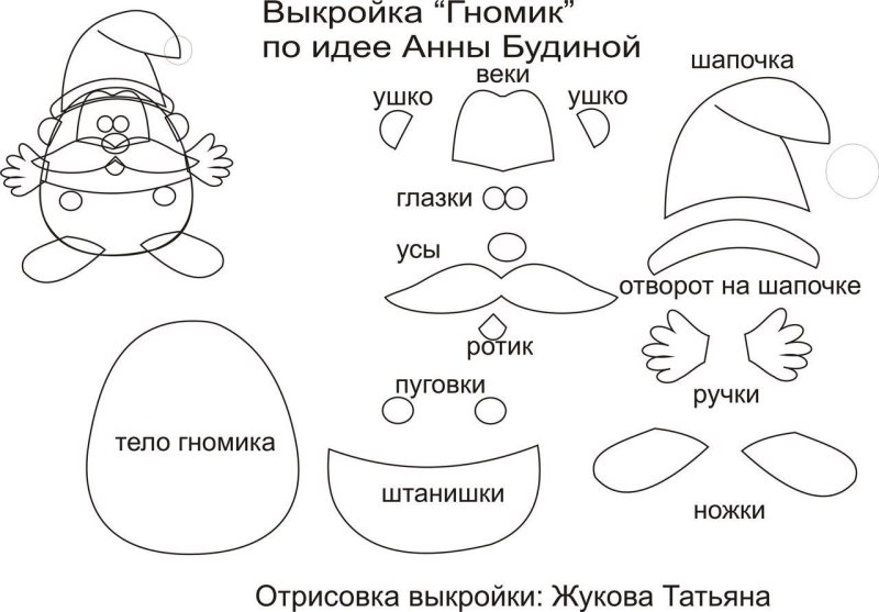 Выкройка гнома из фетра
