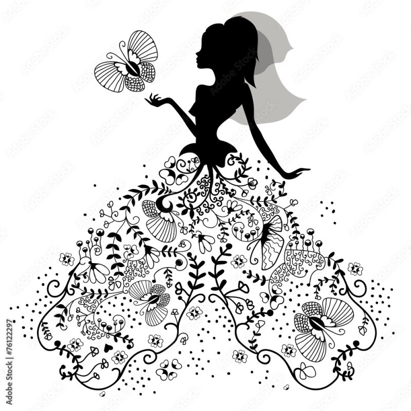 Девушка в платье трафарет