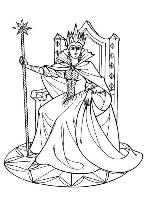 Снежная Королева на троне раскраска