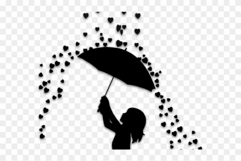 Силуэт девочки с зонтом