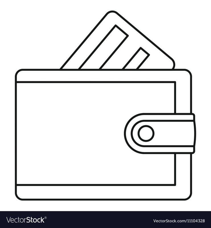 Кошелёк контурный рисунок