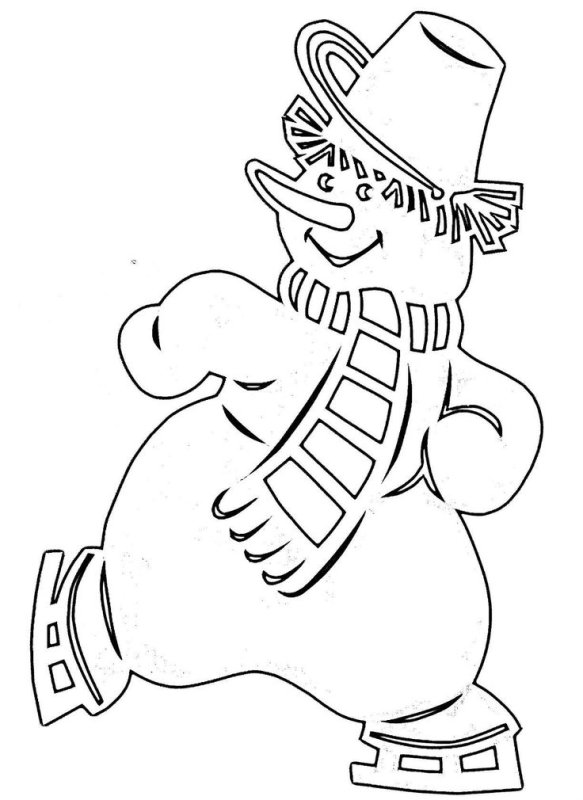 Снеговик трафарет