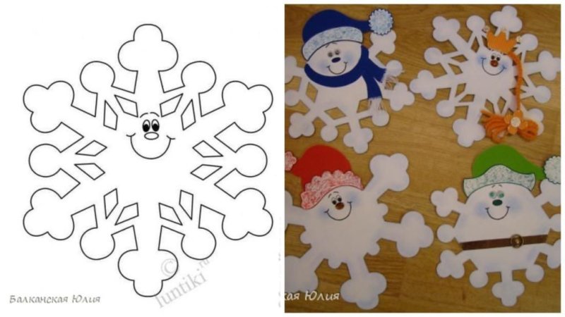 Веселые снежинки из бумаги