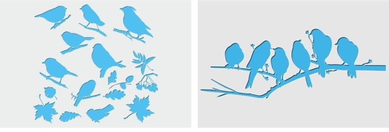 Птички на ветке на окно