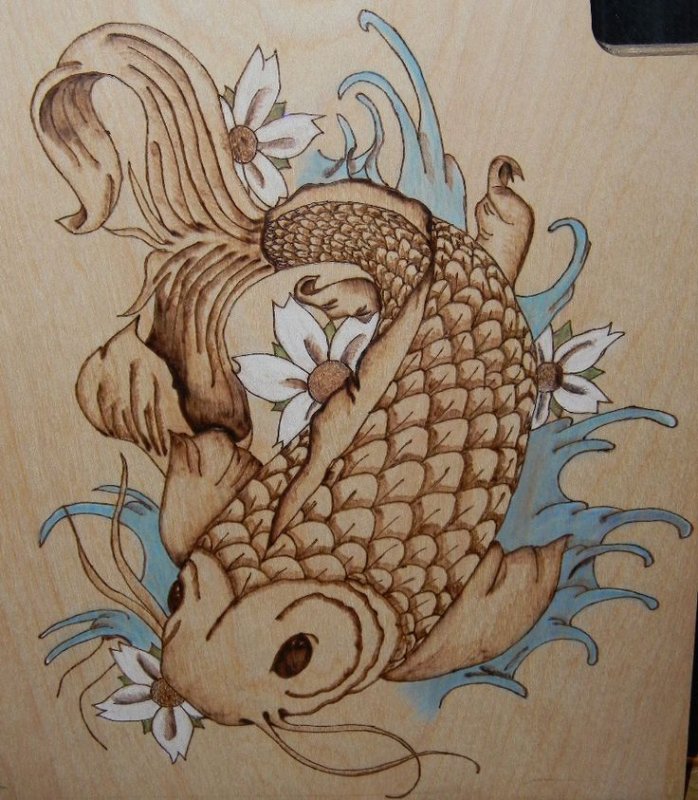 Выжигание по дереву рыба
