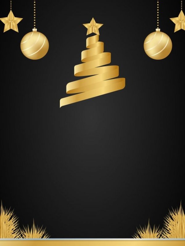 Золотистая елка на черном фоне
