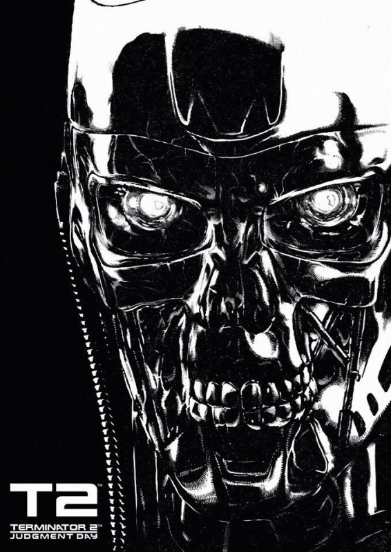 Терминатор на черном фоне