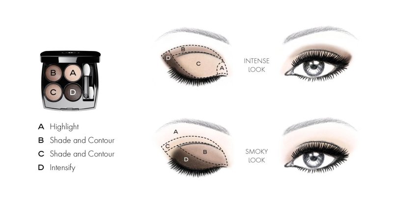 Схема нанесения теней дневной макияж