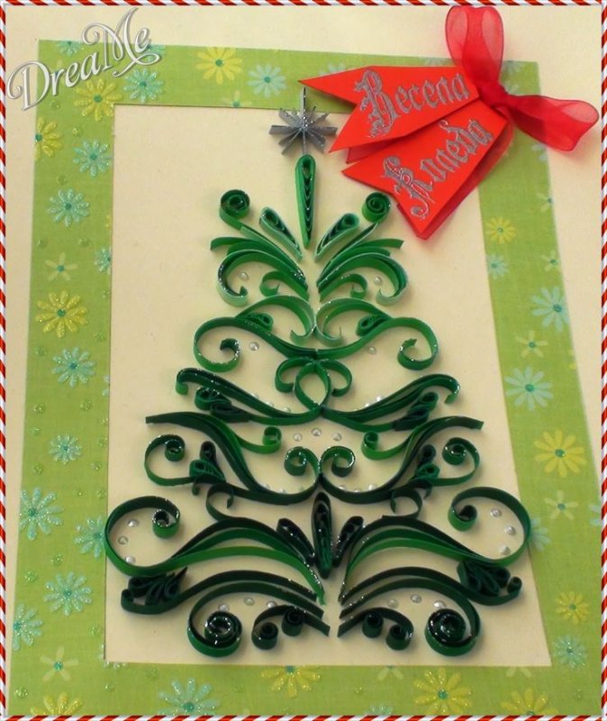 Открытка из квиллинга на новый год