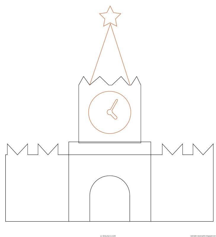 Спасская башня Кремля рисование