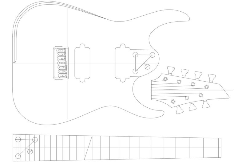 Чертёж гитары Fender Stratocaster