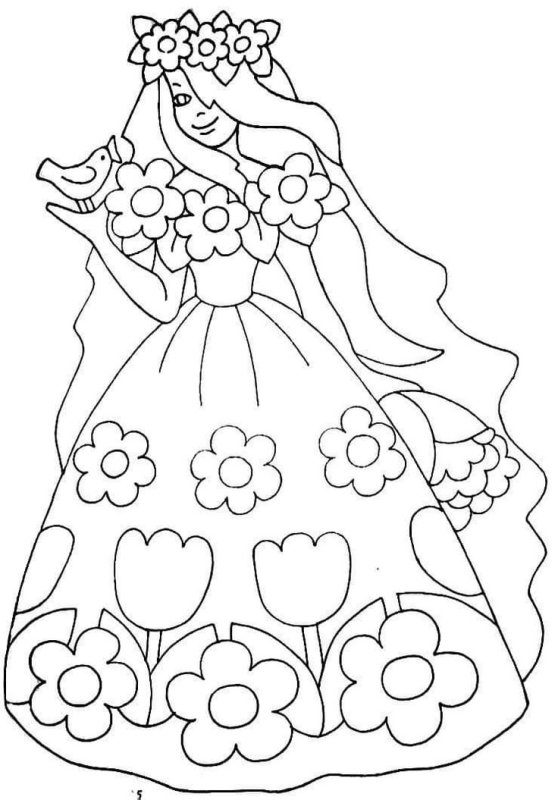 Раскраска девочка Весна