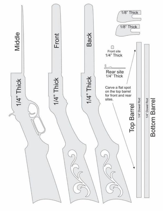 Пистолет резинкострел из фанеры чертежи