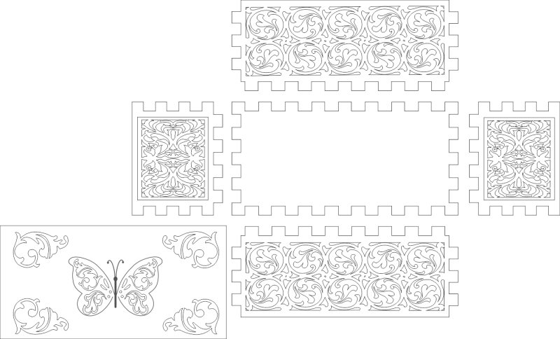 Чертеж шкатулки для лазерной резки
