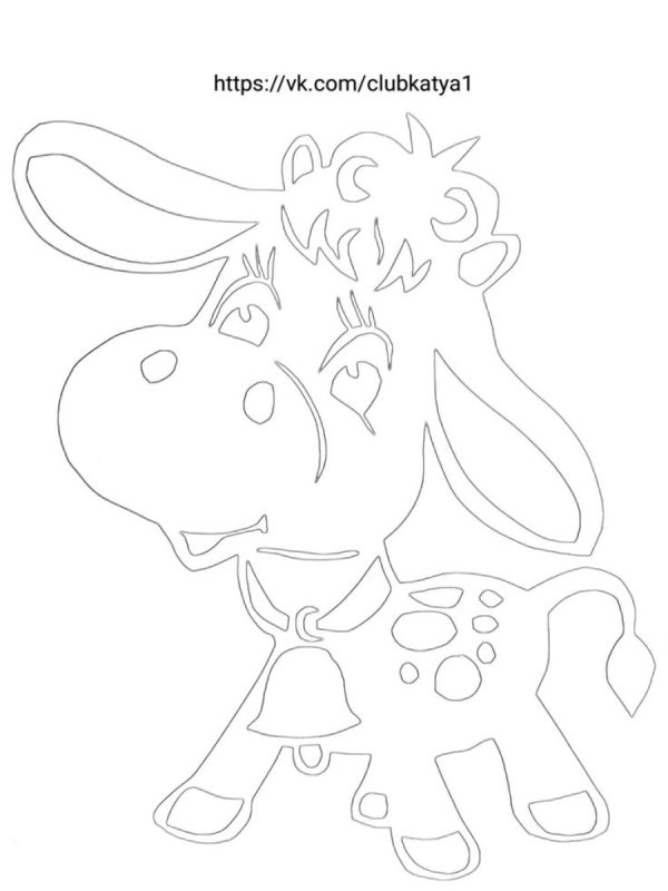 Новогодние трафареты для окон бычок