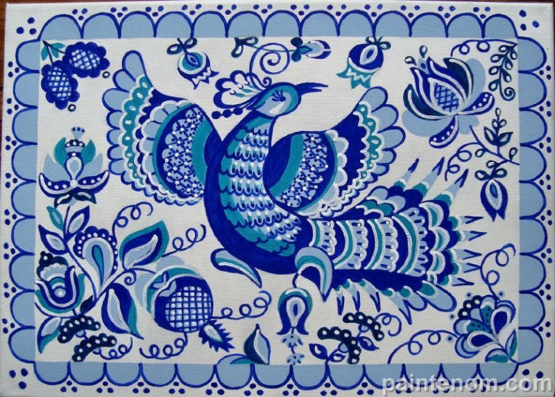 Гжель орнаментальная роспись