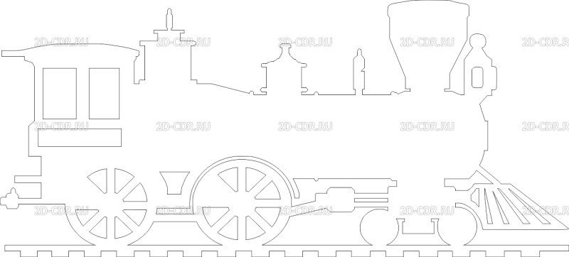Паровоз макет для лазерной резки