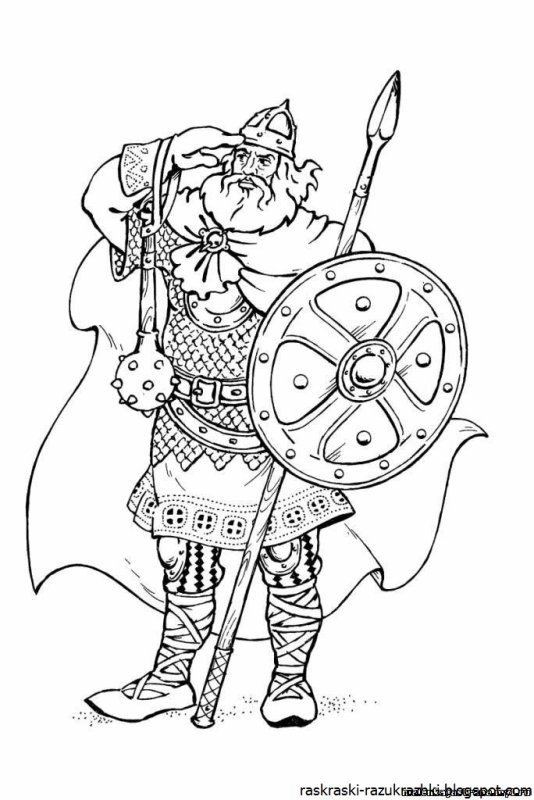 Раскраска богатырь Добрыня Никитич