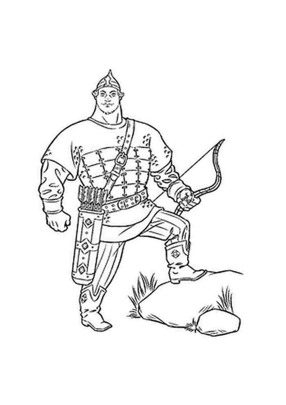 Богатырь Алеша Попович раскраска