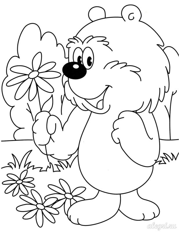 Ежик и Медвежонок раскраска