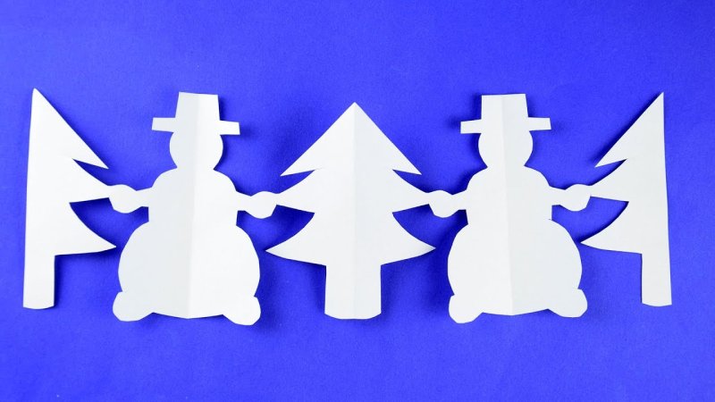 Бумажная гирлянда из снеговиков