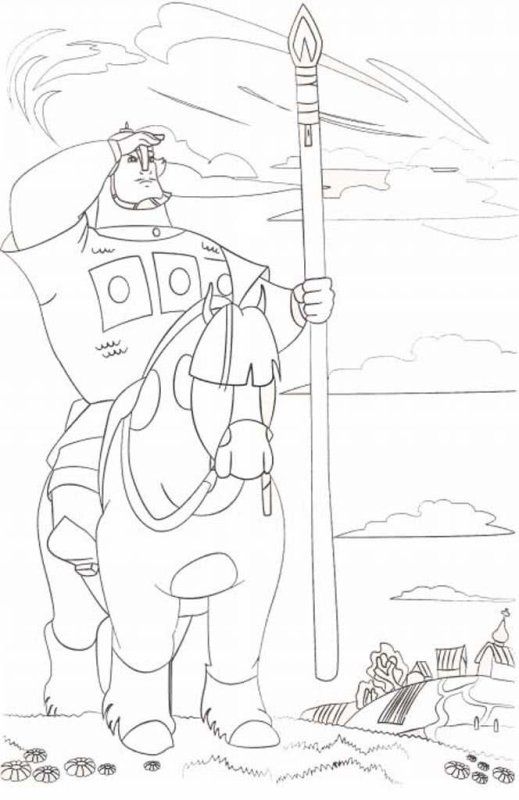 Раскраска три богатыря Добрыня Никитич