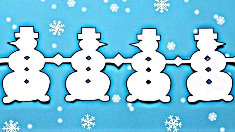 Бумажная гирлянда из снеговиков