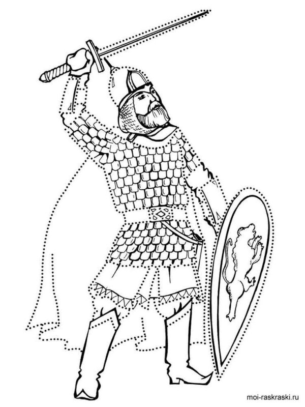 Богатырь раскраска для детей