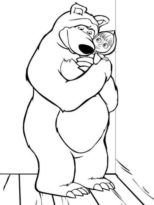 Маша из мультика Маша и медведь раскраска