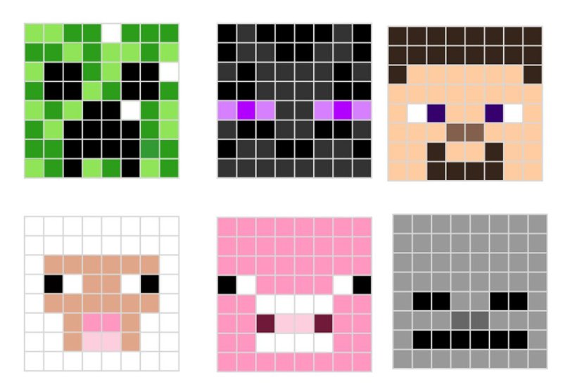 Рисунки по клеткам из МАЙНКРАФТА