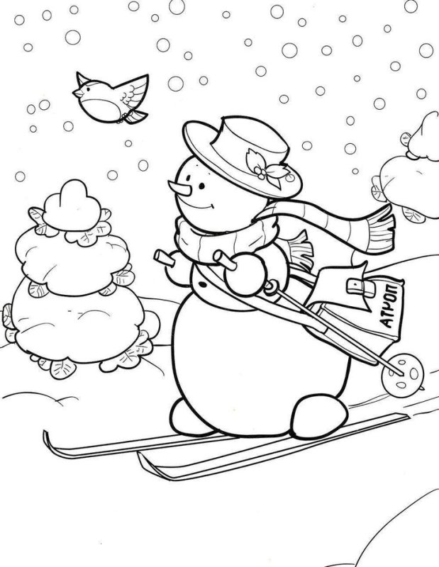 Снеговик почтовик разукрашка